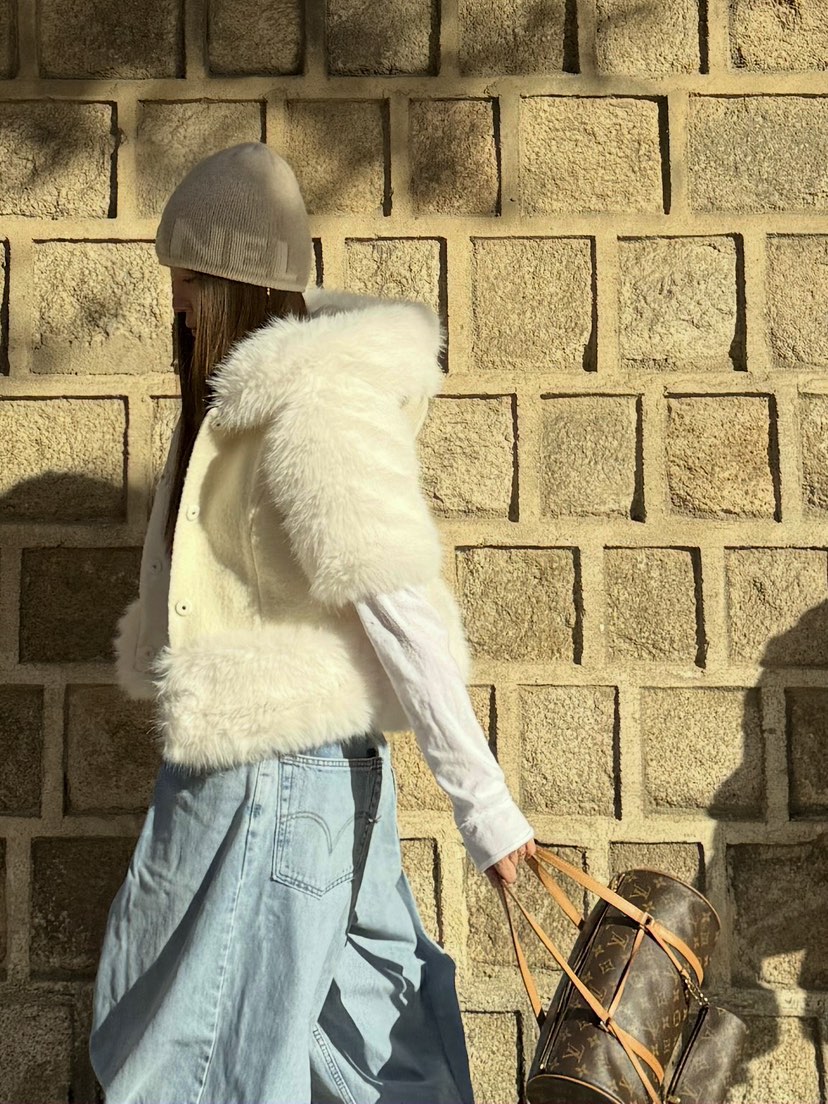 LOVE PULL韓國直郵㊣女士新品人氣熱賣休閑職業夾克羊毛狐貍LOVE PULL夾克