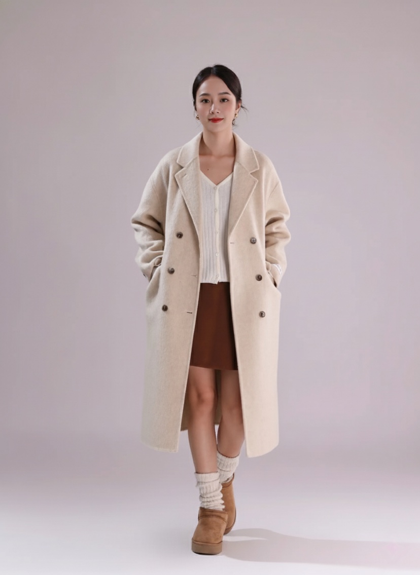 HER韓國代購㊣女裝新款時尚25秋冬熱賣真品職業人氣中長款大衣HANNA21中長款大衣