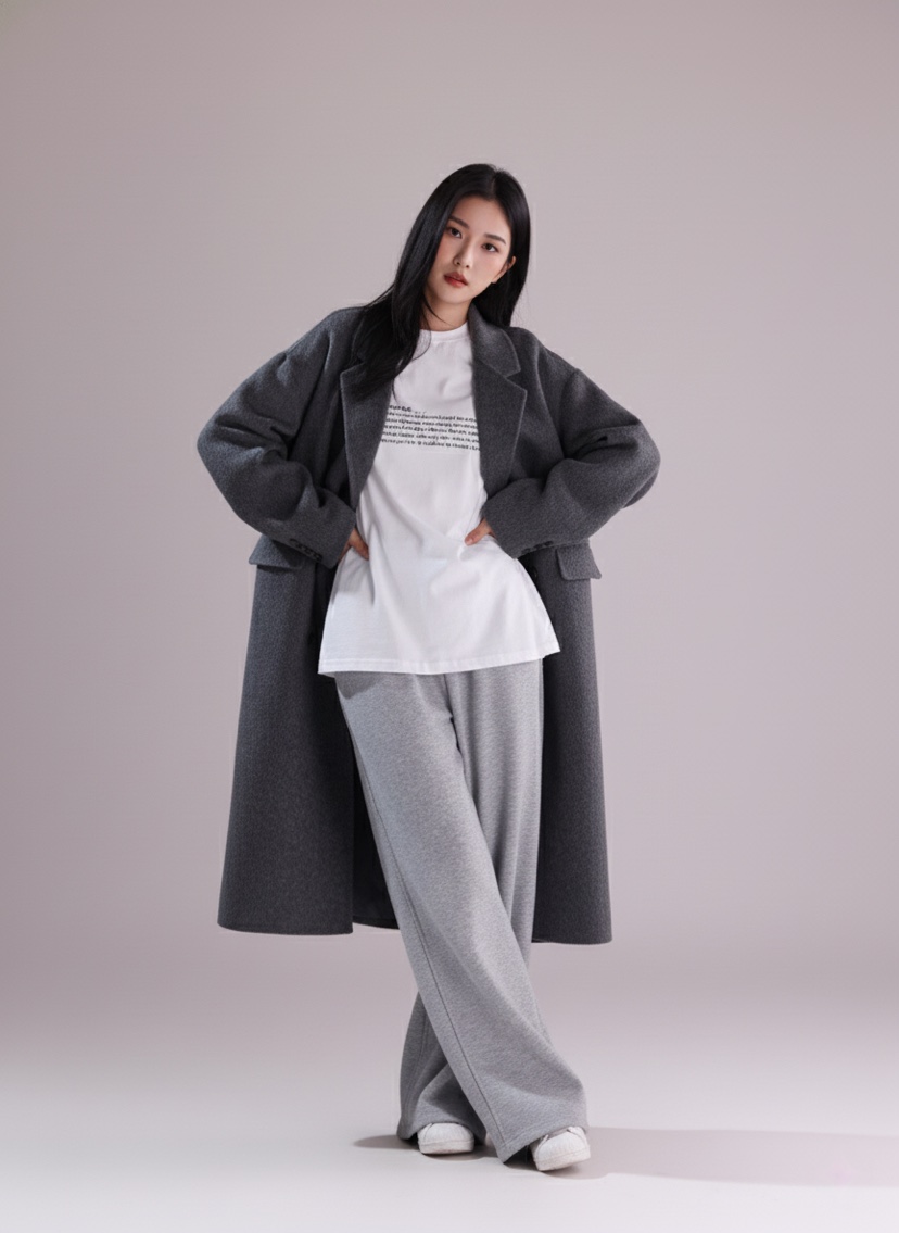 HER韓國代購㊣女裝新款時尚25秋冬熱賣真品職業人氣中長款大衣HANNA21中長款大衣