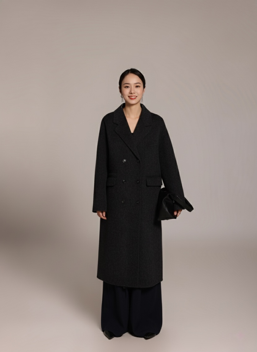 HER韓國代購㊣女裝新款時尚25秋冬熱賣真品職業人氣中長款大衣HANNA21中長款大衣