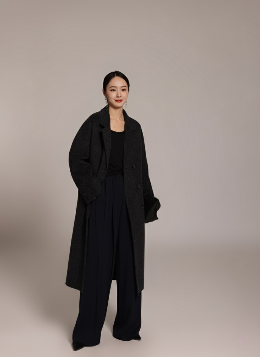 HER韓國代購㊣女裝新款時尚25秋冬熱賣真品職業人氣中長款大衣HANNA21中長款大衣