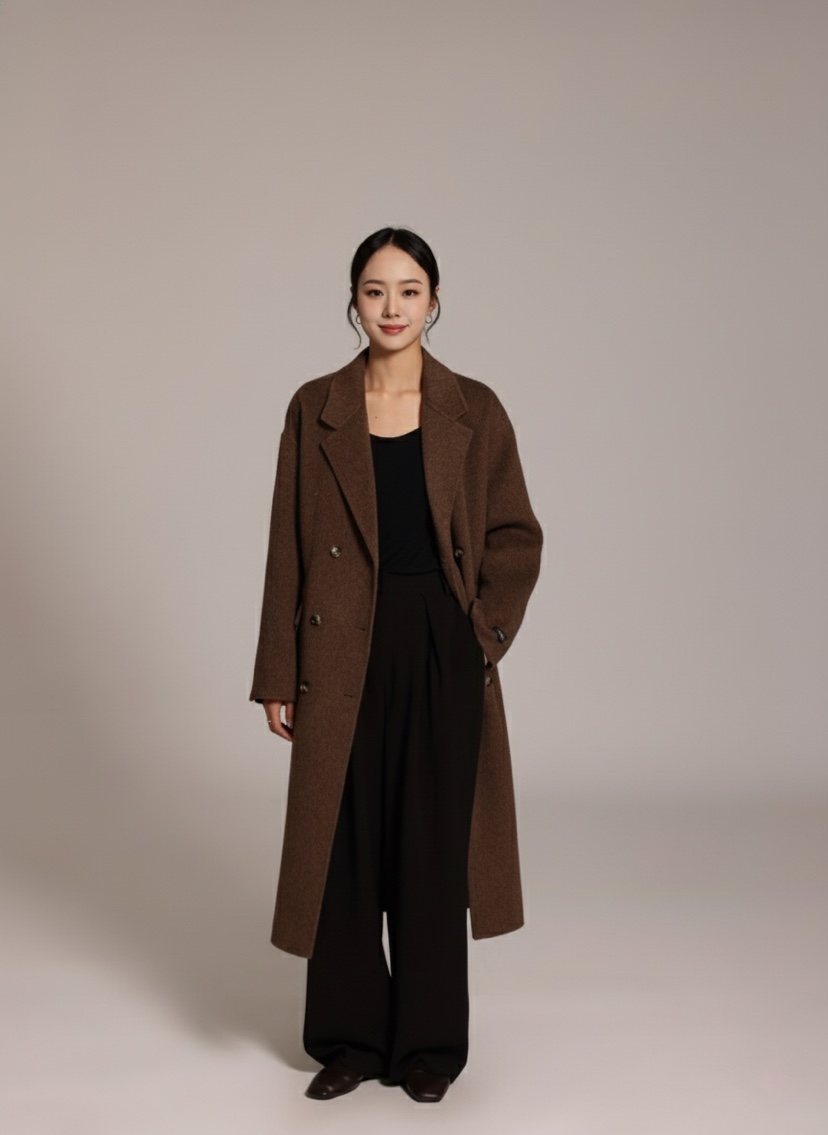 HER韓國代購㊣女裝新款時尚25秋冬熱賣真品職業人氣中長款大衣HANNA21中長款大衣