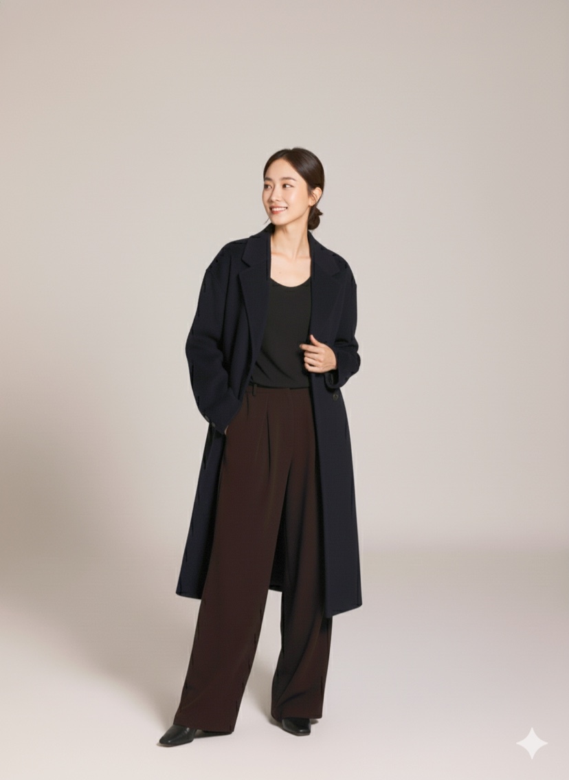 HER韓國代購㊣女裝新款時尚25秋冬熱賣真品職業人氣中長款大衣HANNA21中長款大衣