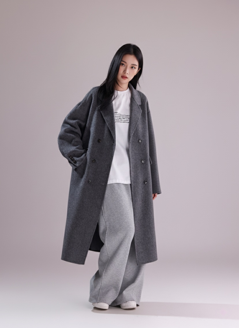 HER韓國代購㊣女裝新款時尚25秋冬熱賣真品職業人氣中長款大衣HANNA21中長款大衣圖色2