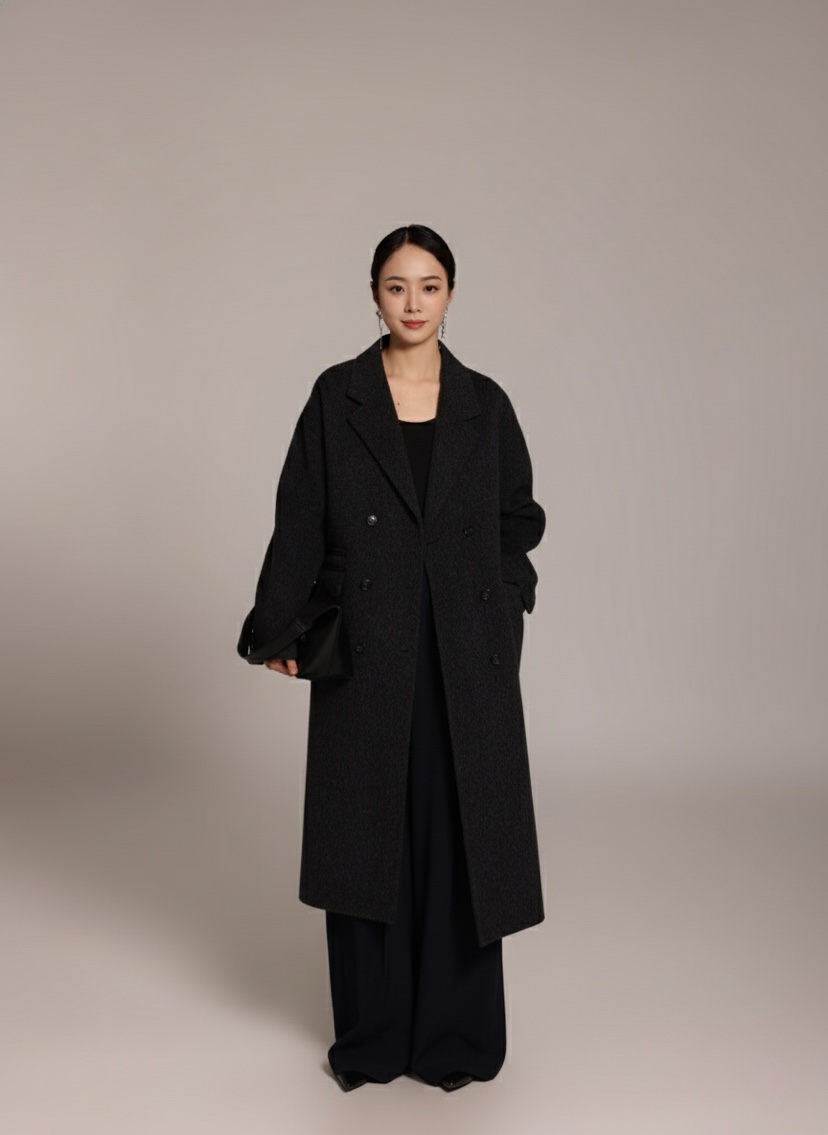 HER韓國代購㊣女裝新款時尚25秋冬熱賣真品職業人氣中長款大衣HANNA21中長款大衣圖色3