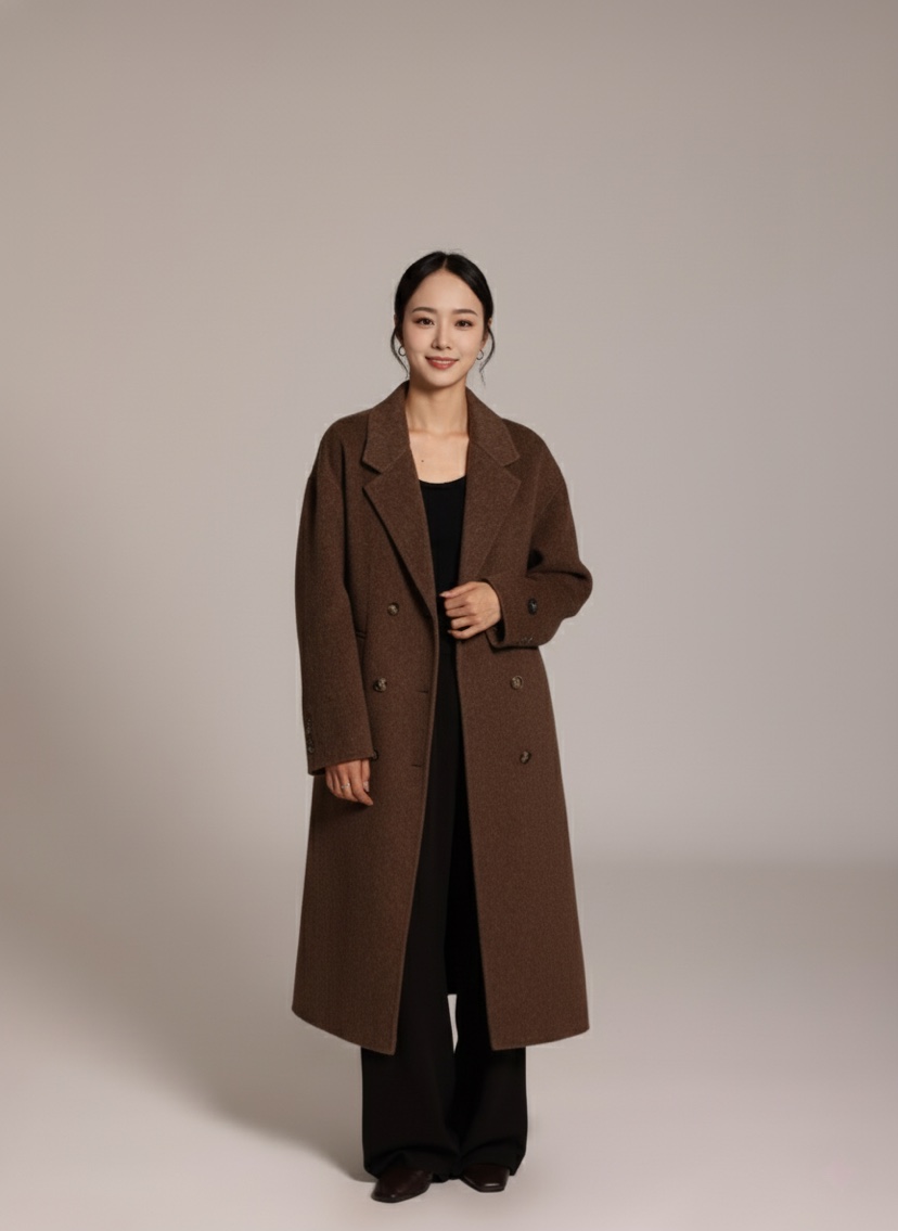 HER韓國代購㊣女裝新款時尚25秋冬熱賣真品職業人氣中長款大衣HANNA21中長款大衣圖色4