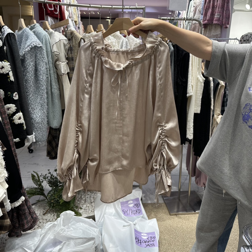 VIRUS韓國代購㊣女裝新款休閑熱賣人氣真品時尚襯衫蕾絲衫褶皺VIRUS襯衫/蕾絲衫圖色1