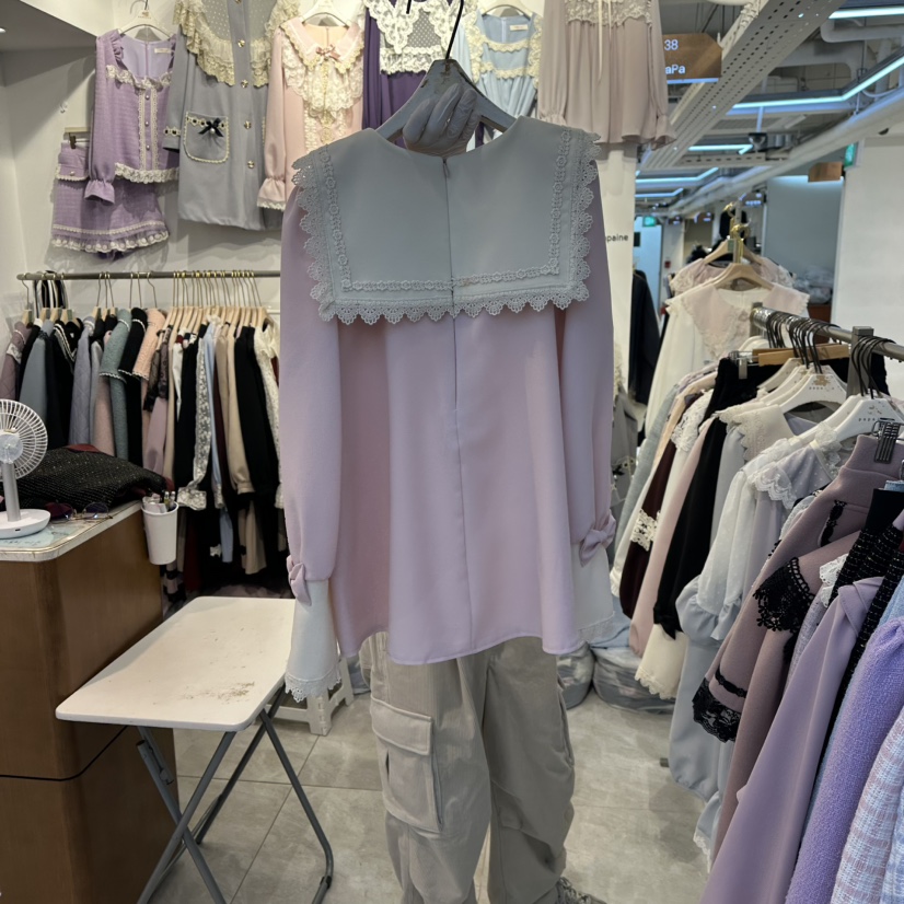 PAPA東大門㊣直郵女士新款休閑真品25秋冬推薦職業襯衫蕾絲衫PaPa/HALMADE襯衫/蕾絲衫