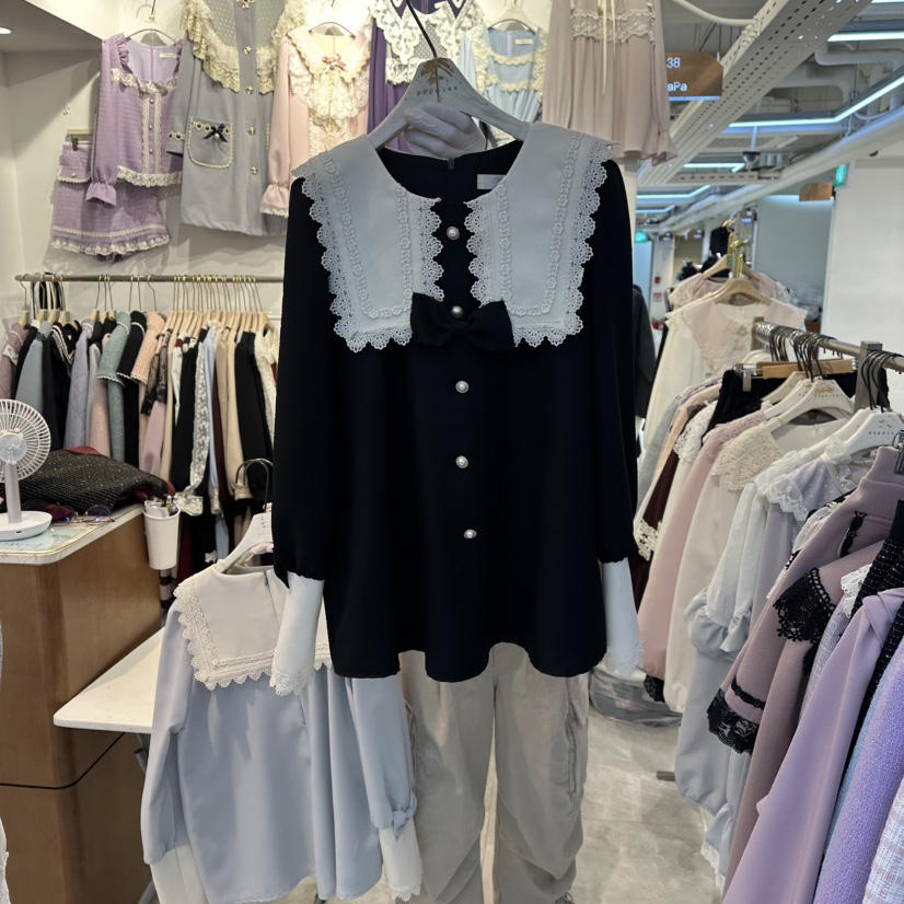 PAPA東大門㊣直郵女士新款休閑真品25秋冬推薦職業襯衫蕾絲衫PaPa/HALMADE襯衫/蕾絲衫圖色3