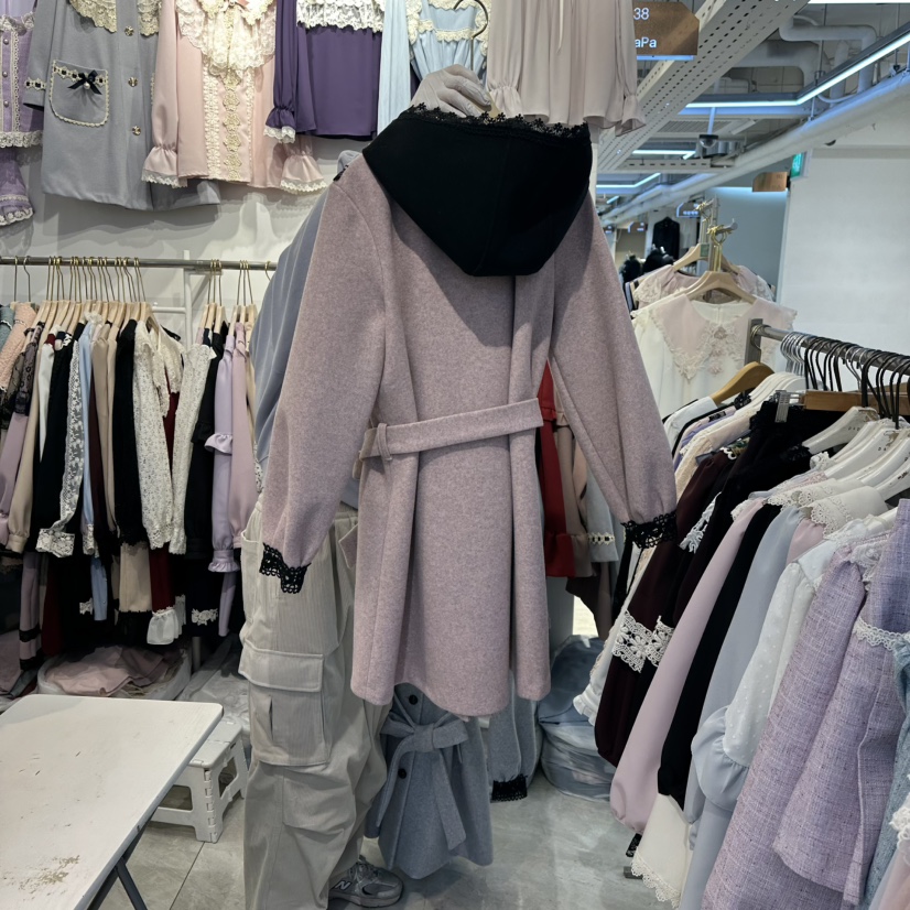 PAPA東大門㊣直郵女士新款休閑推薦時尚25秋冬中長款大衣連帽PaPa/HALMADE中長款大衣