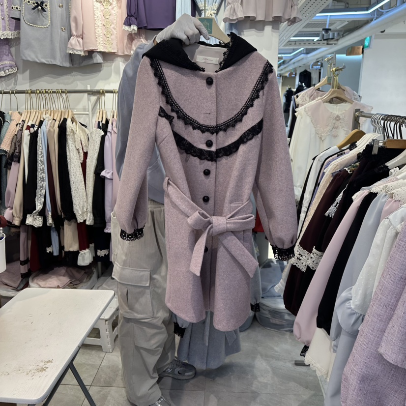 PAPA東大門㊣直郵女士新款休閑推薦時尚25秋冬中長款大衣連帽PaPa/HALMADE中長款大衣圖色2