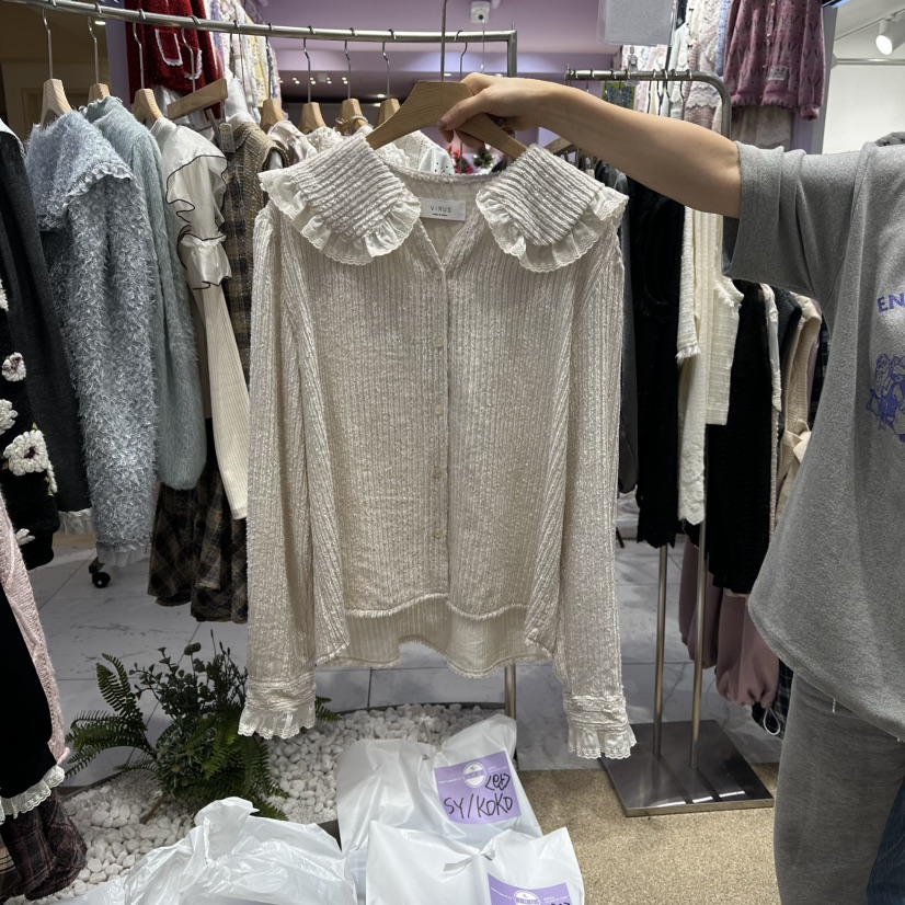 VIRUS東大門㊣代購女裝新品人氣推薦熱賣休閑25秋冬針織衫天鵝絨VIRUS針織衫圖色2