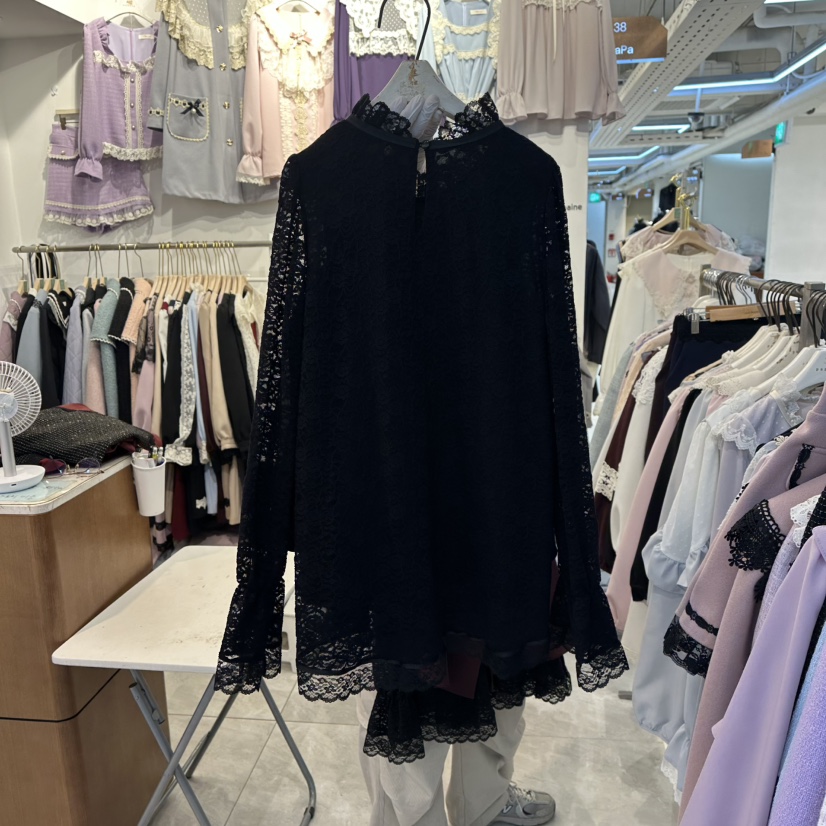PAPA韓國代購㊣女士新品推薦25秋冬職業人氣襯衫蕾絲衫假兩件PaPa/HALMADE襯衫/蕾絲衫