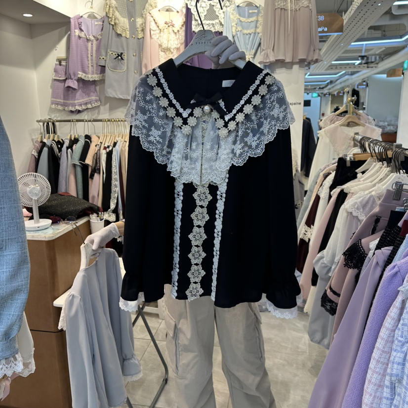 PAPA韓國直郵㊣女裝新品時尚休閑25秋冬人氣職業襯衫蕾絲衫PaPa/HALMADE襯衫/蕾絲衫圖色3