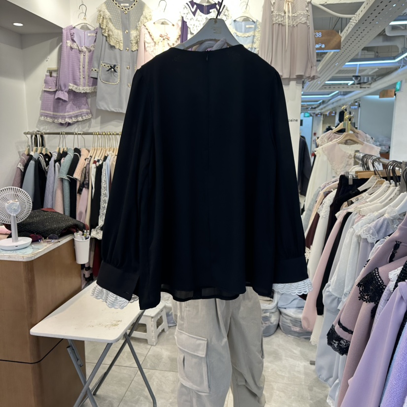 PAPA韓國代購㊣女士新品時尚25秋冬職業休閑熱賣襯衫蕾絲衫PaPa/HALMADE襯衫/蕾絲衫