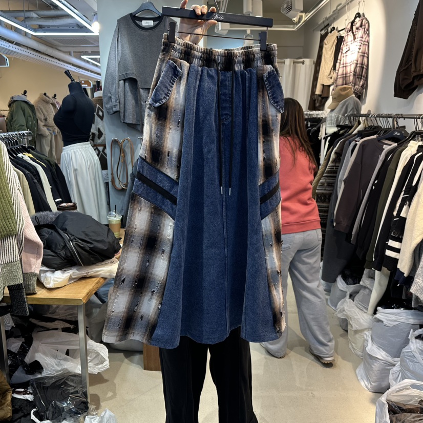 BAKHA-衣服東大門㊣實拍女士新品25秋冬休閑職業牛仔褲格紋BAKHA牛仔褲圖色2