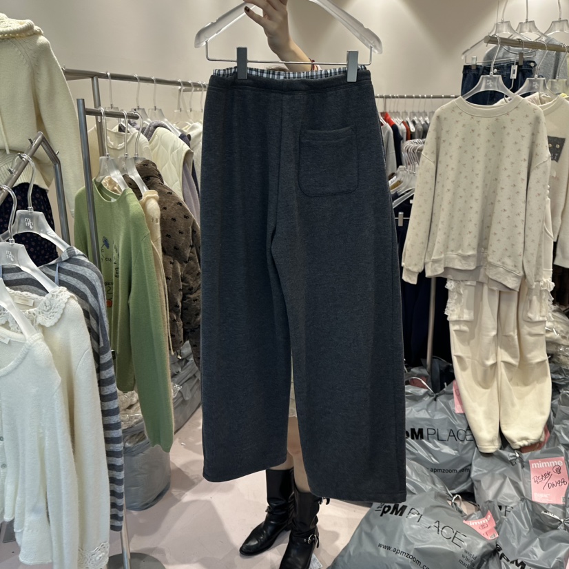 MIMME東大門㊣代購女士新款職業推薦人氣休閑休閑褲加絨格子MIMME休閑褲