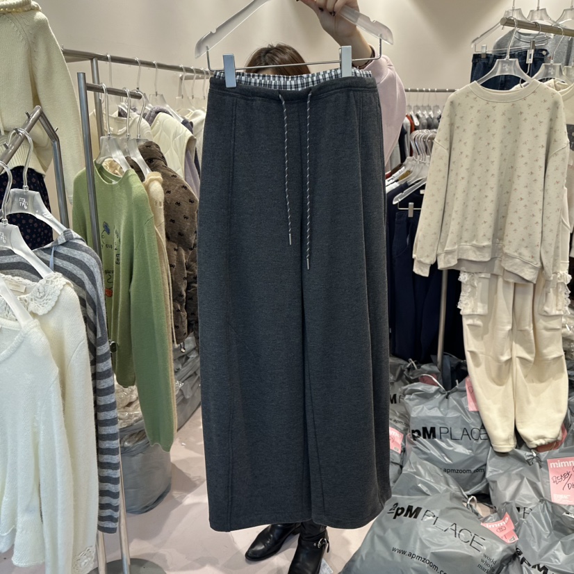 MIMME東大門㊣代購女士新款職業推薦人氣休閑休閑褲加絨格子MIMME休閑褲圖色2