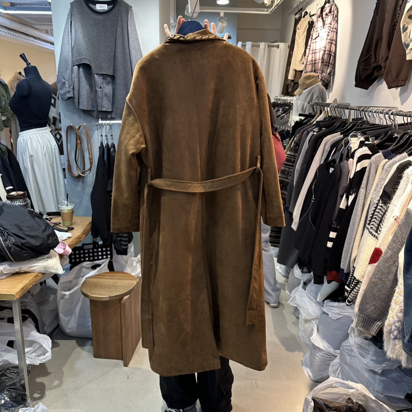 BAKHA-衣服東大門㊣直郵女裝新款人氣熱賣中長款大衣含腰帶BAKHA中長款大衣