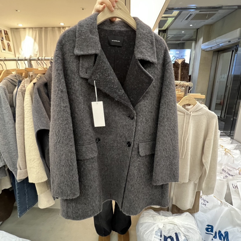 AFTERGLOW東大門㊣代購女裝新品推薦25秋冬職業時尚短款大衣AFTERGLOW短款大衣圖色1