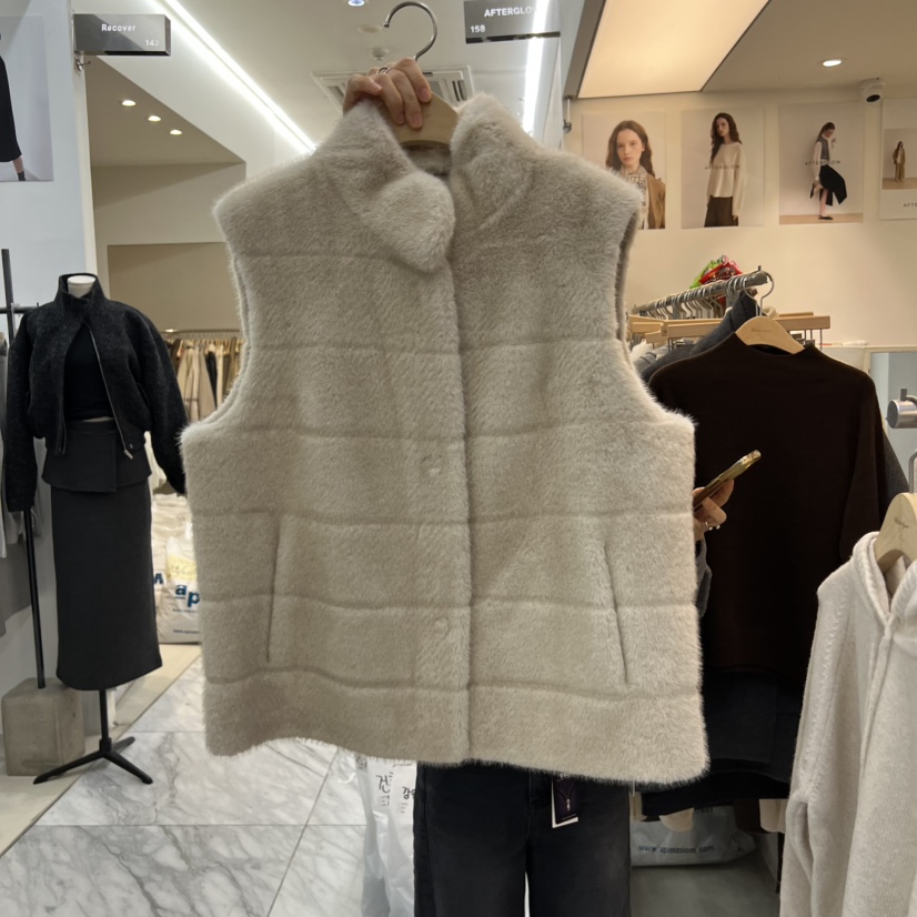 AFTERGLOW韓國直郵㊣女士新款職業熱賣休閑25秋冬時尚馬甲貂皮AFTERGLOW馬甲圖色2
