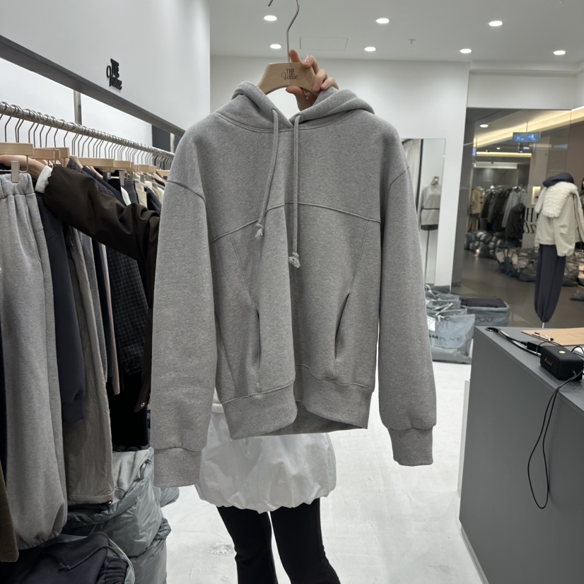 THE VALUE韓國代購㊣女裝新款職業人氣時尚熱賣衛衣加絨兜帽THE VALUE衛衣圖色1