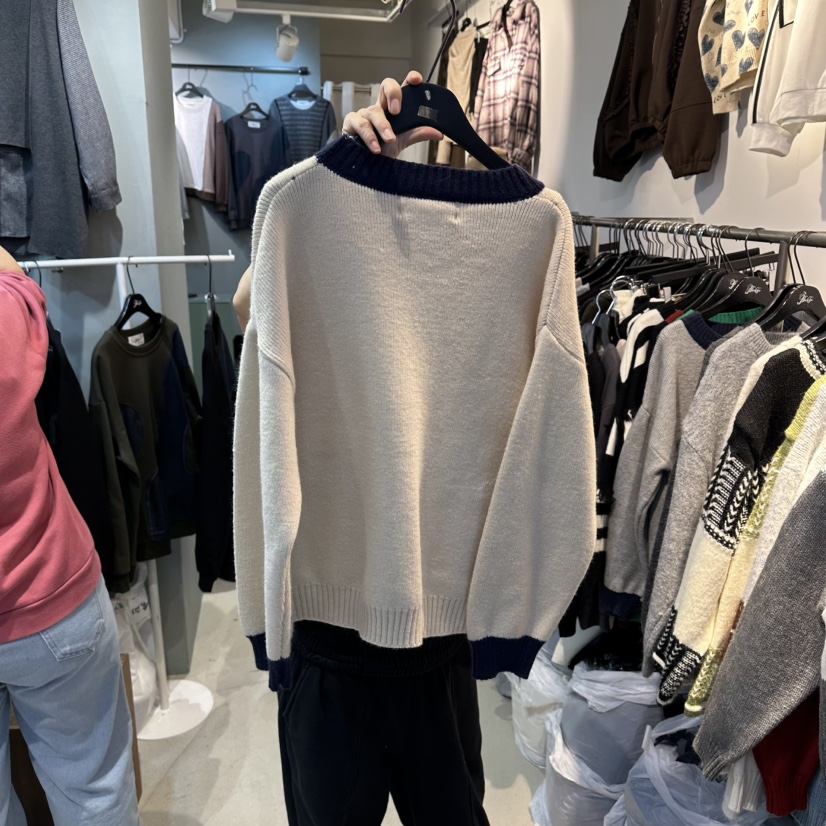 BAKHA-衣服韓國代購㊣女士新款人氣25秋冬時尚職業針織衫口袋BAKHA針織衫