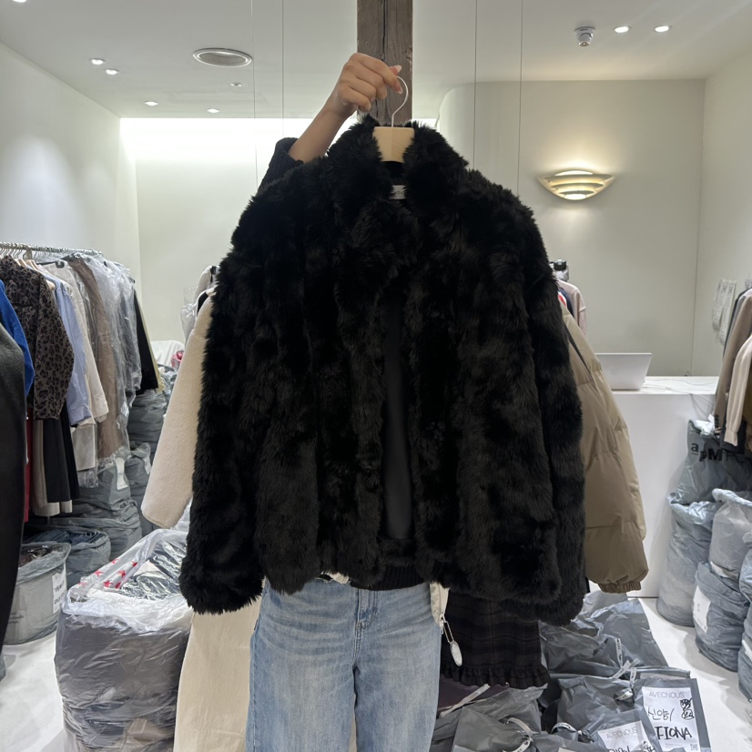 AVECNOUS韓國直郵㊣女士新款熱賣人氣時尚短款大衣毛絨高領AVECNOUS短款大衣圖色3