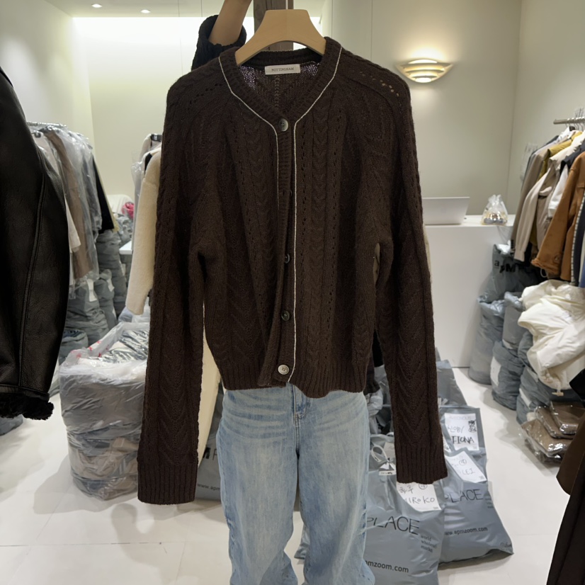 AVECNOUS韓國直郵㊣女裝新款25秋冬時尚職業推薦針織衫羊駝AVECNOUS針織衫圖色2