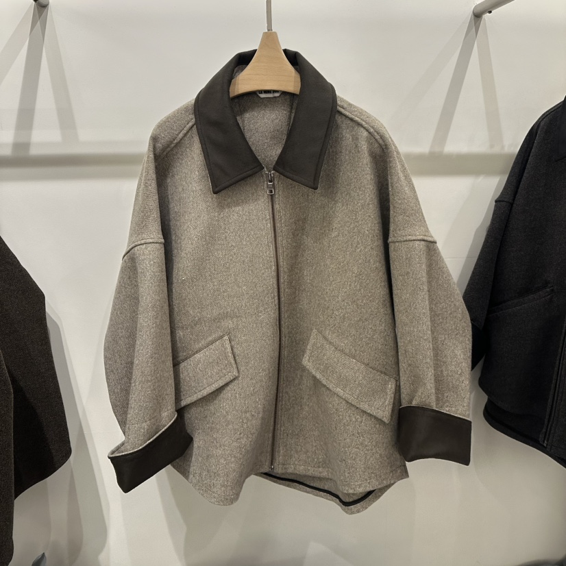 LAMINEDOR東大門㊣直郵女裝新款熱賣人氣推薦休閑25秋冬短款大衣LA MINE DOR短款大衣圖色1