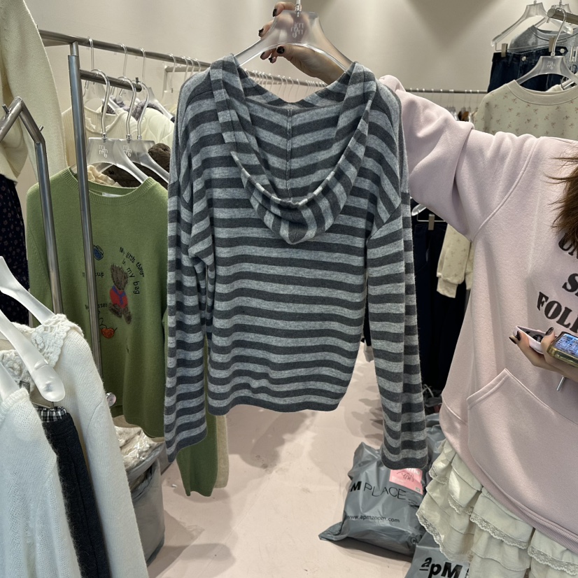 MIMME東大門㊣代購女士新款時尚休閑25秋冬針織衫連帽針織衫羊毛MIMME針織衫