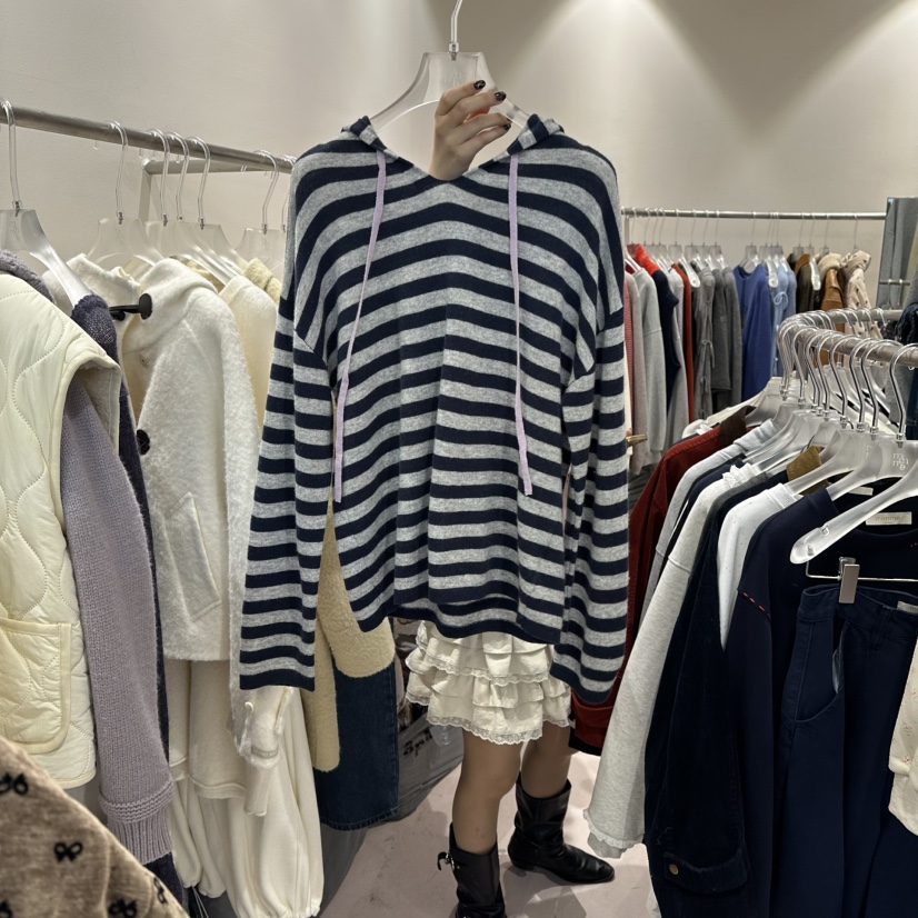 MIMME東大門㊣代購女士新款時尚休閑25秋冬針織衫連帽針織衫羊毛MIMME針織衫圖色2