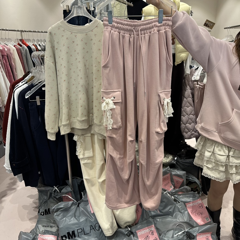 MIMME東大門㊣直郵女裝新款25秋冬休閑熱賣時尚休閑褲加絨鏤空MIMME休閑褲圖色1