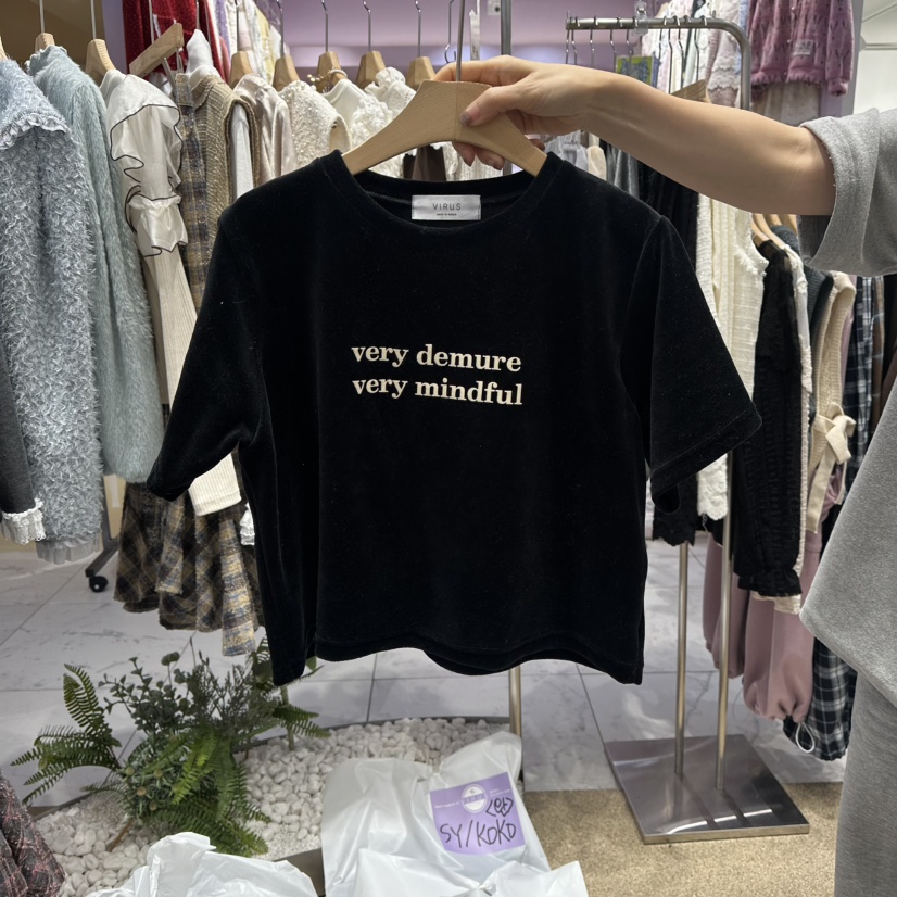 VIRUS東大門㊣代購女士新款時尚休閑25秋冬推薦熱賣T恤絲絨VIRUST恤圖色2