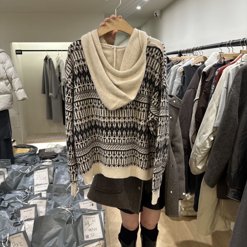 WINSOME東大門㊣代購女裝新品推薦時尚熱賣職業針織衫連帽衫WINSOME針織衫