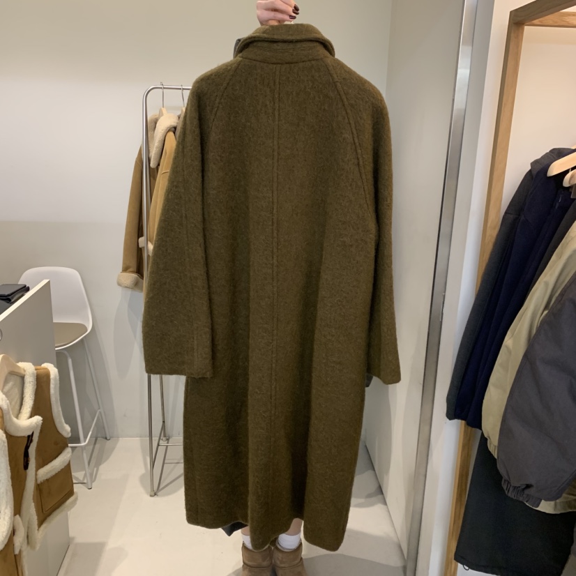 OUTRENE東大門㊣實拍女士新品25秋冬推薦人氣中長款大衣羊駝OUTRENE中長款大衣