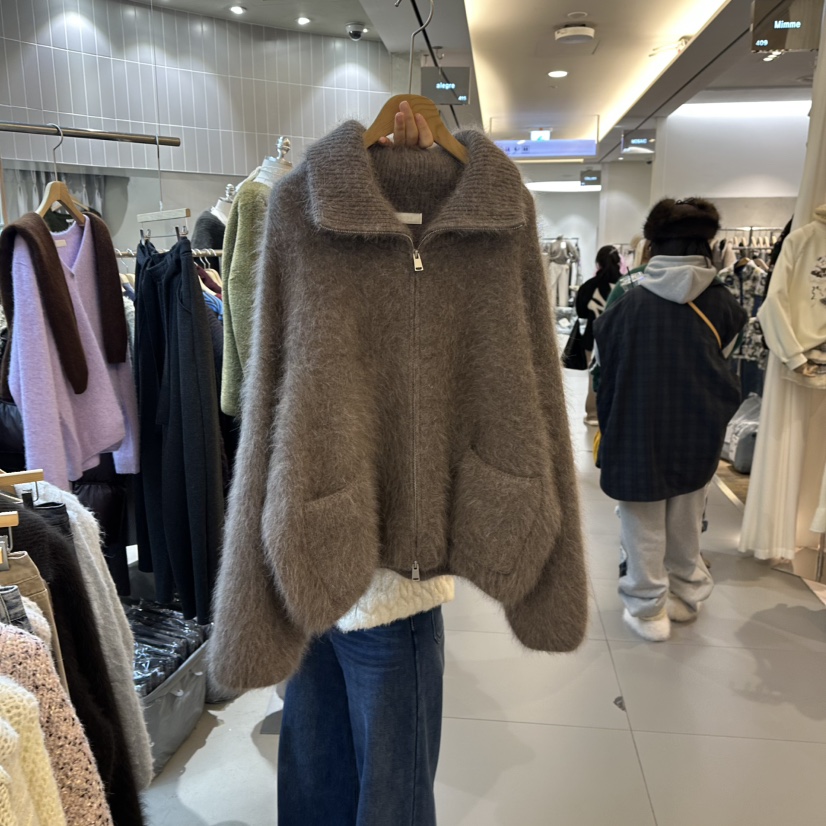 ALEGRE韓國直郵㊣女士新品休閑時尚熱賣夾克安哥拉羊毛拉鏈ALEGRE夾克圖色2