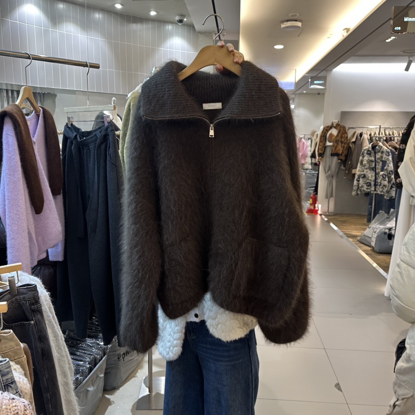 ALEGRE韓國直郵㊣女士新品休閑時尚熱賣夾克安哥拉羊毛拉鏈ALEGRE夾克圖色3