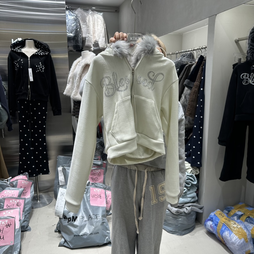 KIKI韓國代購㊣女士新品休閑真品職業推薦25秋冬夾克毛皮兜帽KIKI夾克圖色2