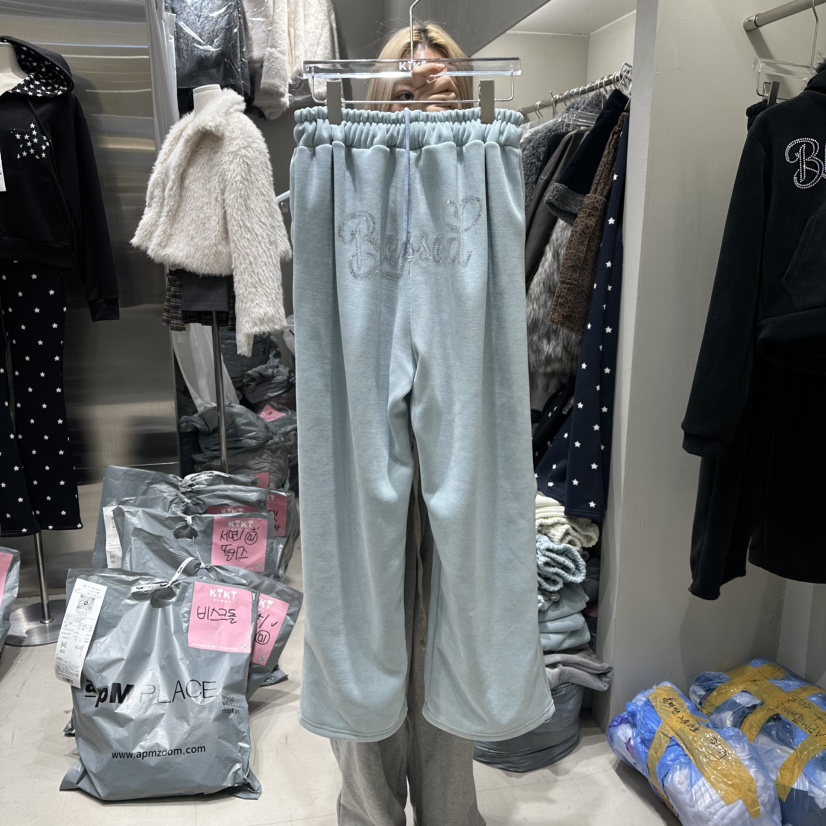 KIKI韓國代購㊣女裝新品休閑熱賣人氣時尚推薦真品休閑褲加絨KIKI休閑褲