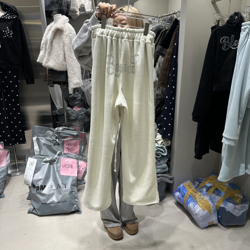 KIKI韓國代購㊣女裝新品休閑熱賣人氣時尚推薦真品休閑褲加絨KIKI休閑褲