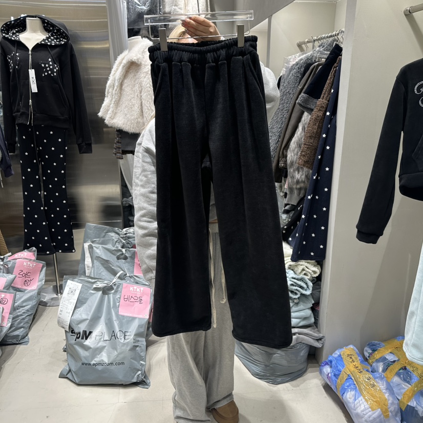 KIKI韓國代購㊣女裝新品休閑熱賣人氣時尚推薦真品休閑褲加絨KIKI休閑褲圖色3