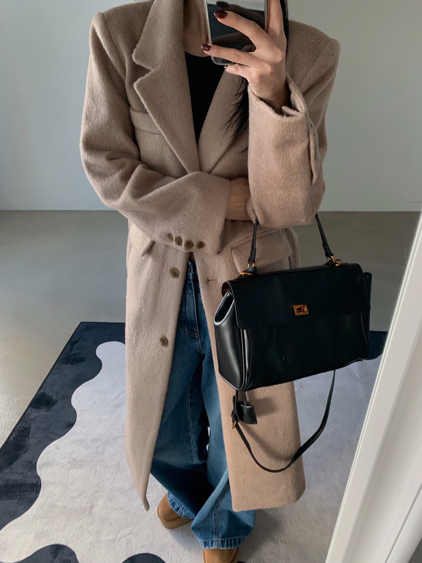 VERANDA韓國代購㊣女裝新款時尚休閑人氣推薦中長款大衣含腰帶VERANDA中長款大衣