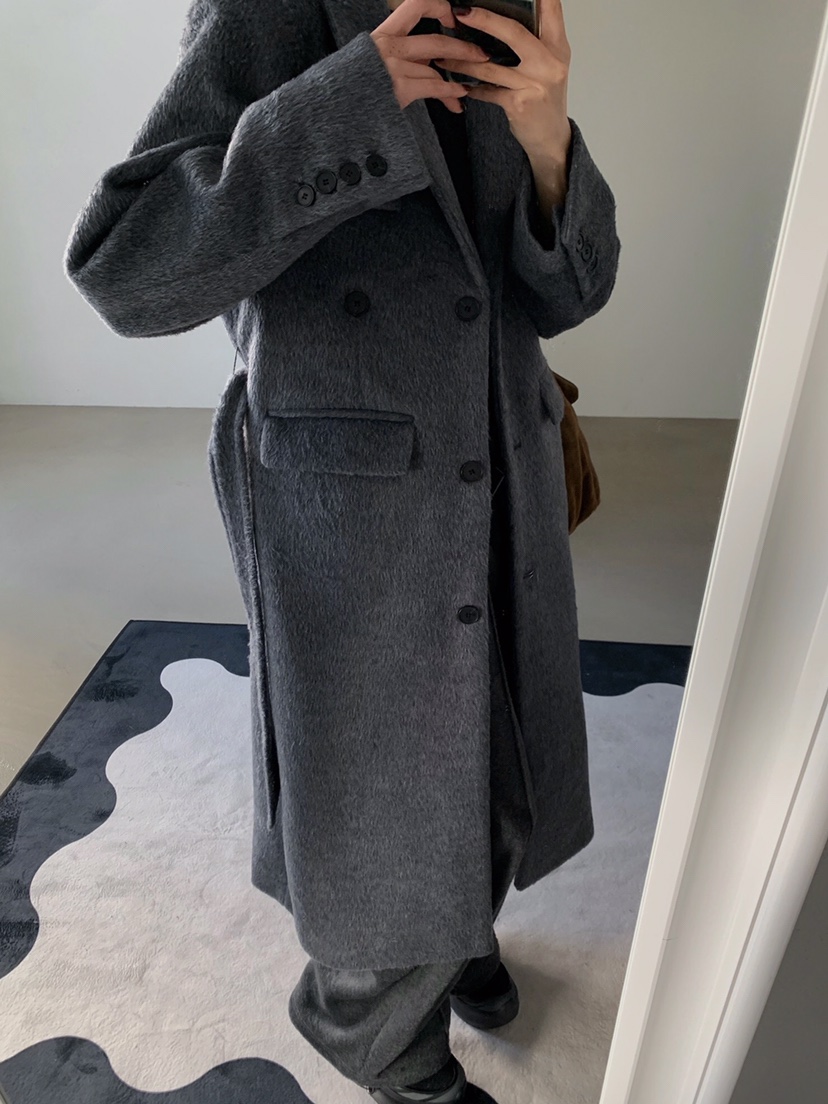 VERANDA韓國代購㊣女裝新款時尚休閑人氣推薦中長款大衣含腰帶VERANDA中長款大衣