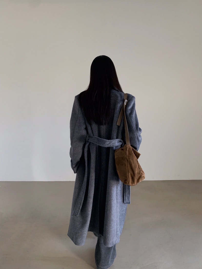 VERANDA韓國代購㊣女裝新款時尚休閑人氣推薦中長款大衣含腰帶VERANDA中長款大衣