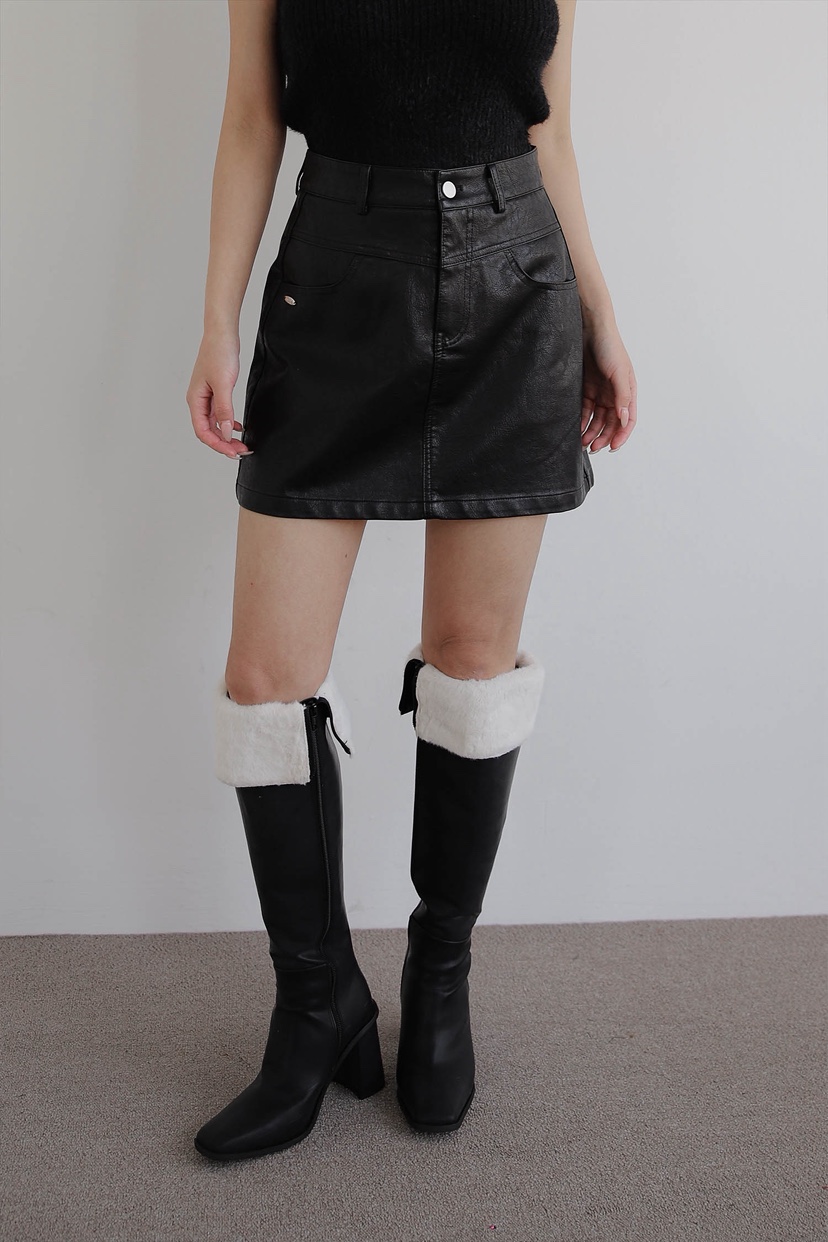 SLIT東大門㊣直郵女裝新款職業熱賣25秋冬人氣休閑裙褲皮革SLIT裙褲