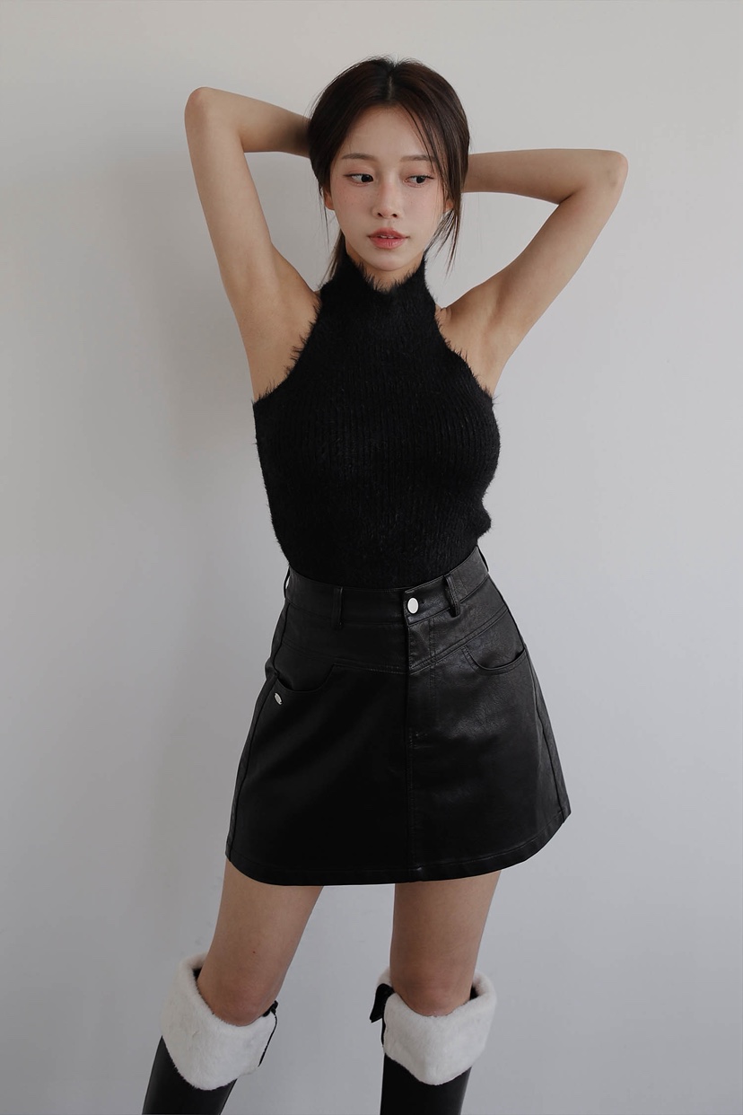 SLIT東大門㊣直郵女裝新款職業熱賣25秋冬人氣休閑裙褲皮革SLIT裙褲