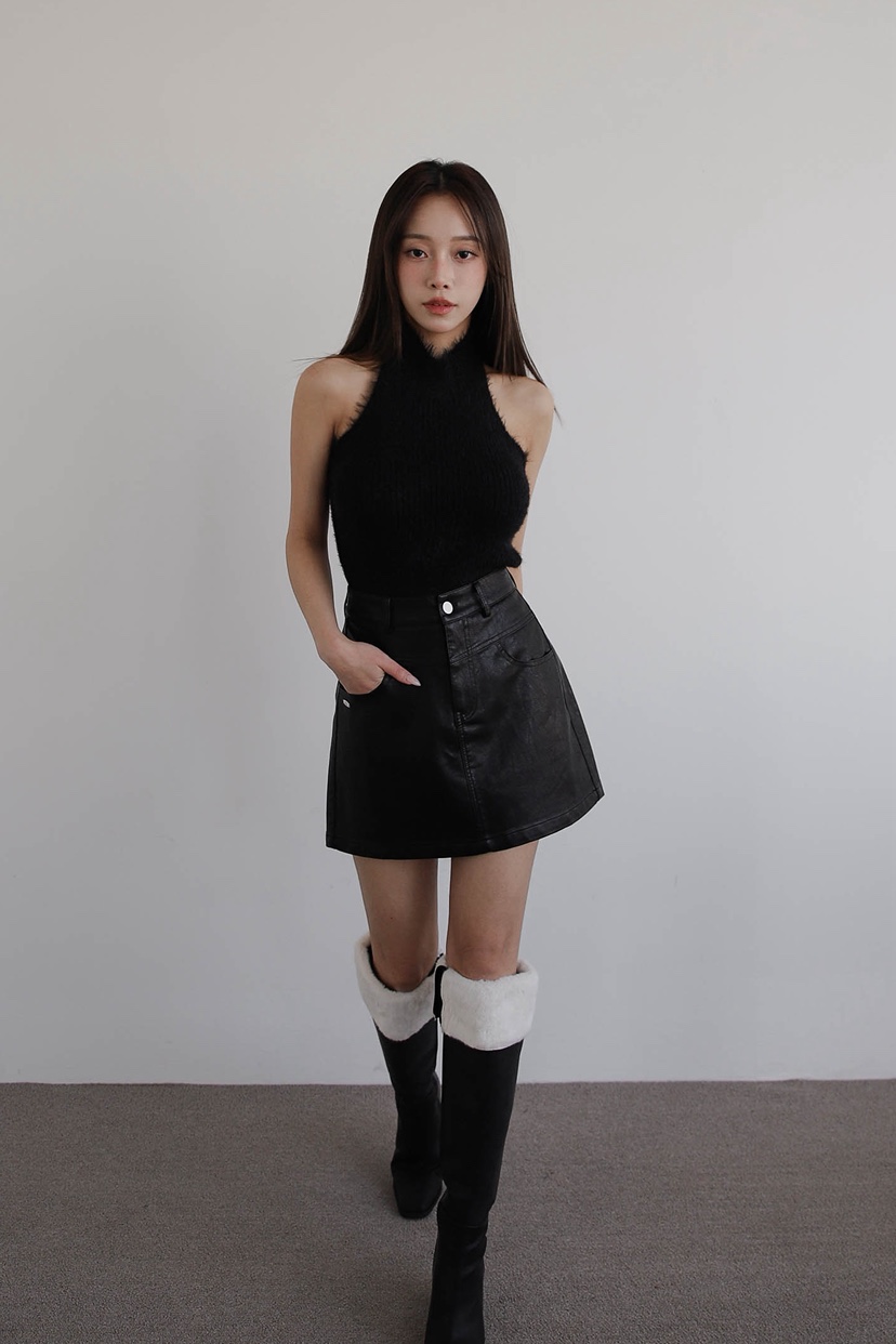 SLIT東大門㊣直郵女裝新款職業熱賣25秋冬人氣休閑裙褲皮革SLIT裙褲