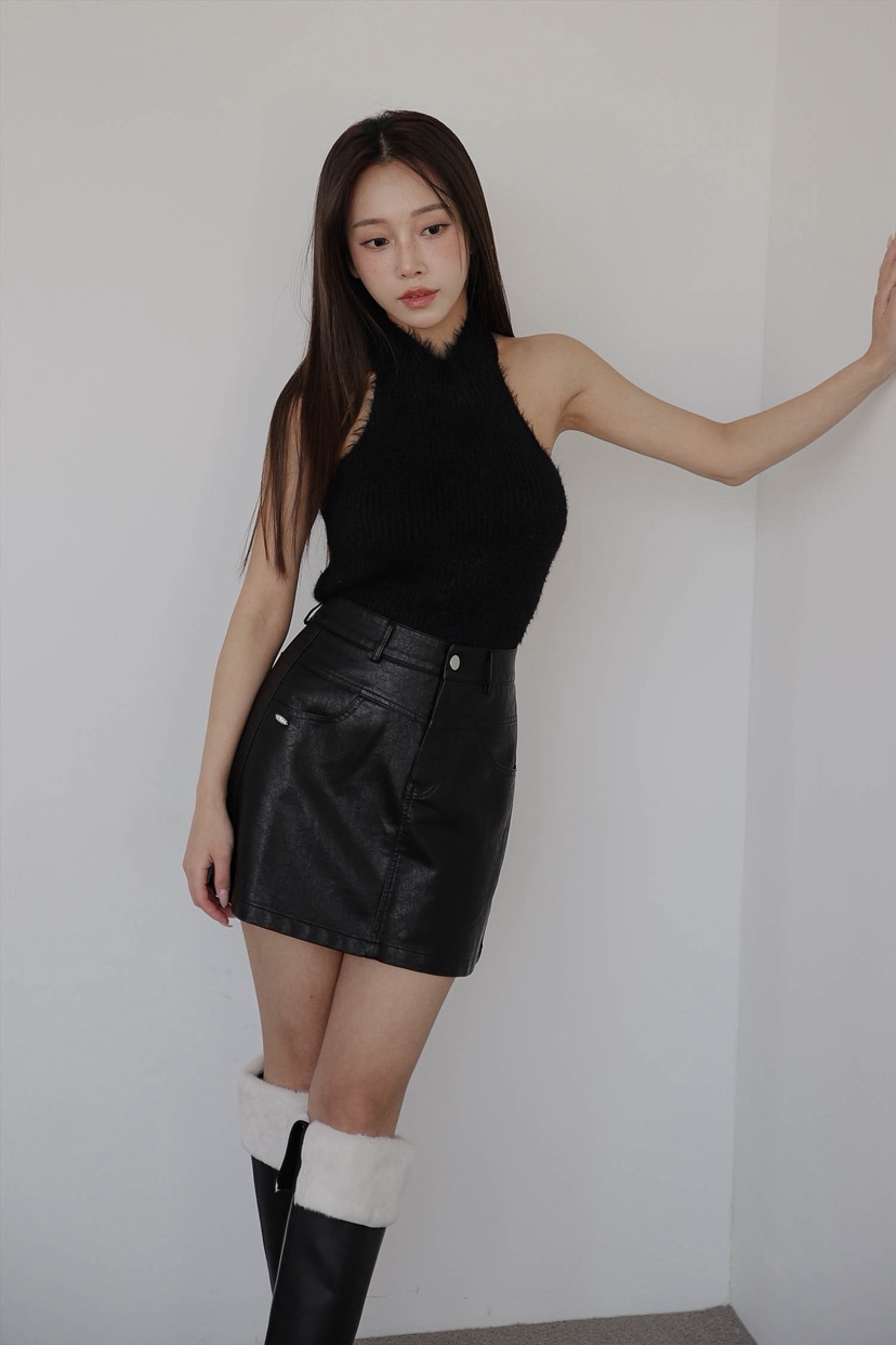 SLIT東大門㊣直郵女裝新款職業熱賣25秋冬人氣休閑裙褲皮革SLIT裙褲