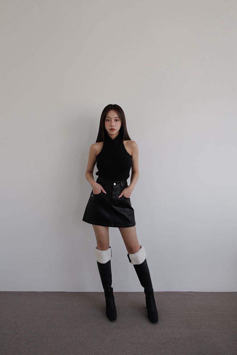 SLIT東大門㊣直郵女裝新款職業熱賣25秋冬人氣休閑裙褲皮革SLIT裙褲